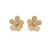 14k Rose Gold Flower Stud Earrings with Diamonds