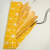 Bamboo Travel Cutlery Set | Picnic - Mustard Yellow