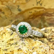 1/2ct Emerald 1.01ctw Diamonds 14k White and Yellow Gold Ladies Ring | Warren Jewelers