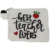 BEST TEACHER EVER BEADED COIN POUCH