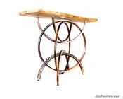 S-2 Console Table - Bicycle Wheel Table - Live Edge Wood Top — Bike Furniture Design