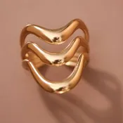 18K Gold Plated Waterproof Stainless Steel Ring - 7855