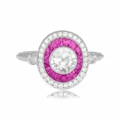 0.58ct Diamond and Double Halo Platinum Ironton Ring