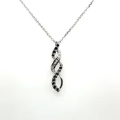 10KT White Gold Black Diamond Necklace 2.8 Grams