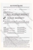 90 Day/3000 Mile 100% Warranty 3-Part Buyers Guide Plasticback (BGE-EZ16J)