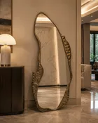 Fiamma Sculpted Gold Floor Mirror
