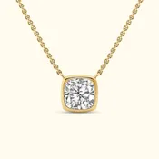 2.00 CTW Bezel-Set Cushion-Cut Lab-Grown Diamond Necklace
