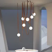 Art Deco Leather And Glass Chandelier