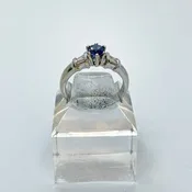 14K Circle Sapphire with Baguette Diamond Accents Ring