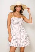 DX46640 | Printed Smocked Waist 3 Tier Woven Mini Dress