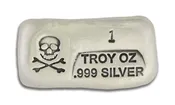 1 oz Silver Bar-Skull and Crossbones