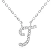 14K 0.05 CTW Diamond 'T' Script Initial Necklace