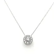 10K White Gold Lab Grown Diamond Halo Pendant