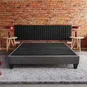 14 in. Mattress Foundation Bed Base, Platform Bed Frame, Dark Gray