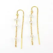 14k Gold Fill Herkimer Diamond Threader Earrings