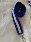 Blue Stripe Beaded Purse Strap