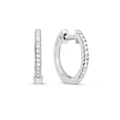 14K White Gold Diamond Classic Slim Huggie Earring