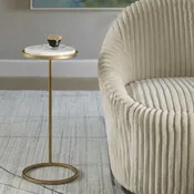 Casa Bella Living Aged Gold Iron Frame And White Marble Accent Table