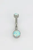 White Blue Opal Navel Ring — Body Jewlz