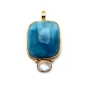 Pendant Larimar and Moonstone 18K #82389 — Everett Designs