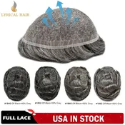 Full French Lace Toupee for Men 50% Grey Men Hair System Natural Hairline Mens Hair Piece