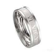 Ice City Roman Numeral Wedding Band Ring, Stainless Steel Rings for Men Size 6-12