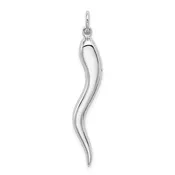 14KT Solid White Gold Solid Polished 3D Large Italian Horn Charm