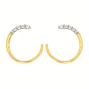 14 Karat Curved Front-to-Back Open Hoop Diamond Earrings