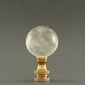30MM Ball ROCK CRYSTAL Finial - Polished Brass