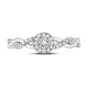 10K White Gold Diamond Twist Promise Ring 1/6 CTTW