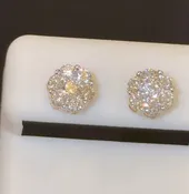 1.04 CARAT STERLING SILVER GOLD PLATED 8 MM CERTIFIED LAB GROWN DIAMONDS STUDS EARRINGS