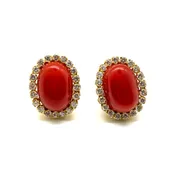 Vintage Coral and Diamond Earrings