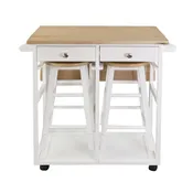 Breakfast Cart with Drop-Leaf Square Table