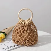 Casual Holow Out Round Handle Beach Handbag MK2BLCR6W10BBG384