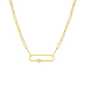 Diamond Accent Gold Paper Clip Chain Necklace