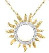 10K Two Tone Sunburst Diamond Pendant, 0.25 Carat tw
