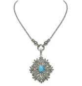 26  inches long Turquoise Marcasite .925 Sterling Silver handcrafted SPECTACULAR necklace