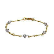 10=0.35 Carat Total Weight Round Diamond Double Bezel Bracelet in 18K Yellow Gold