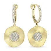 14k Nature Inspired Round Cluster Diamond Drop Earrings