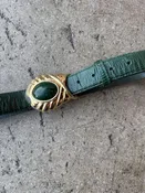 80s green embossed belt M