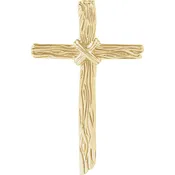 10K, 14K Gold or Sterling Silver Wood Grain Cross