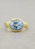 Aquamarine Fluted Oval Ring