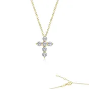 1.02 CTW Cross Pendant Necklace in Gold-Finished Sterling Silver