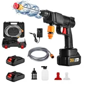 Cordless Lithium Battery Car Wash Water Gun 21V 30Bar Portable Rechargeable Pressure Washer Spray Machine