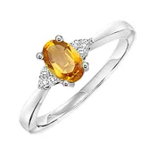 10K White Gold Citrine Diamond Ring