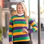 Adult Mardi Gras Crew Neck Shirt (Horizontal Stripes, LS) # 107