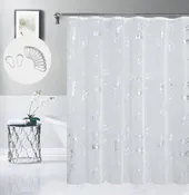 Dainty Home Chloe Linen Textured Metallic Fabric Shower Curtain with 12 Matching Hooks 70" x 72"