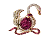 Ruby and Diamond Swan Brooch