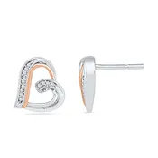 .05ctw Diamond Heart Stud Earrings