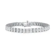 13.46ctw Oval Cut Diamond Tennis Bracelet in 18K White Gold, GIA Certified